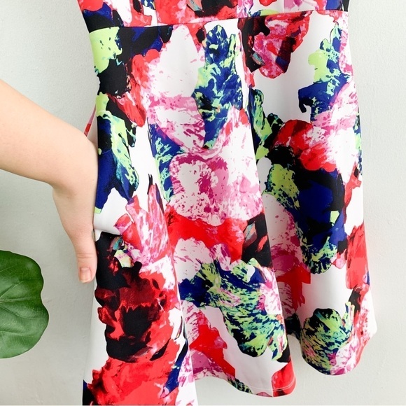 Milly Color Splash Rose Floral Mini Dress Sz 8 - Picture 6 of 8